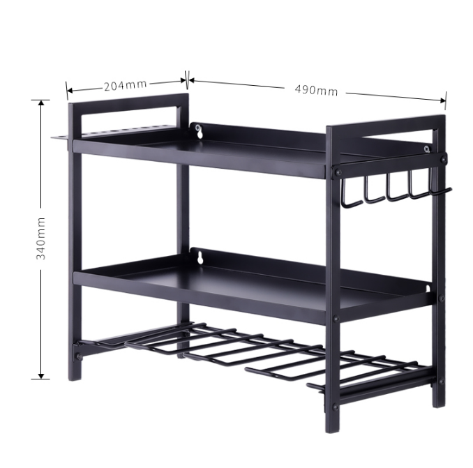 2-layer 6-hole tool rack-black