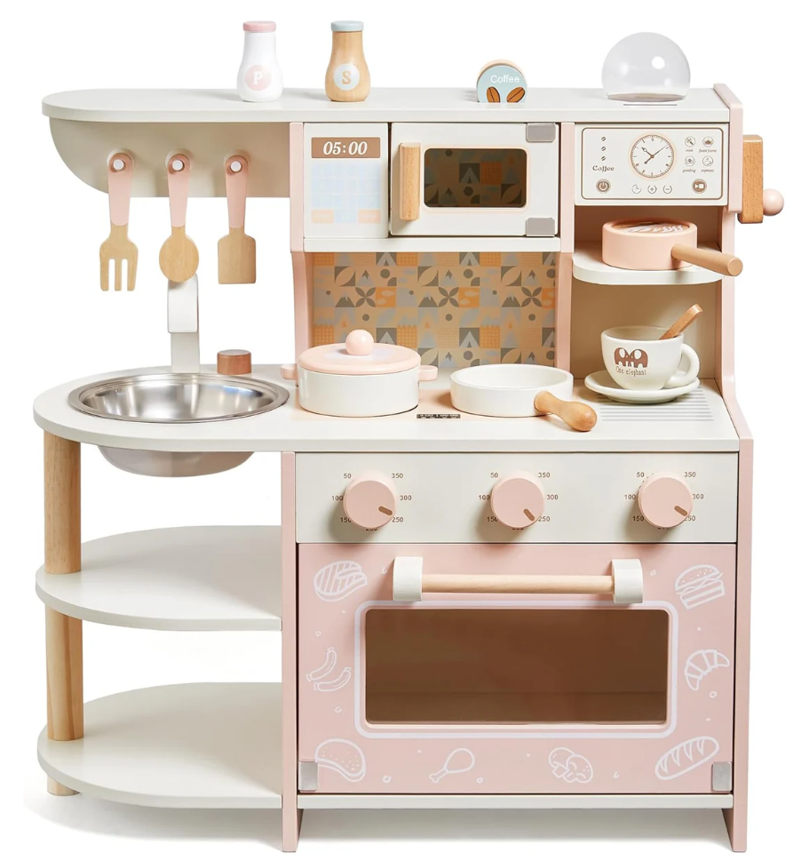 Mini Barista Cafe Toy - Pink Mingsen Coffee Maker & Stove for Imaginative Play