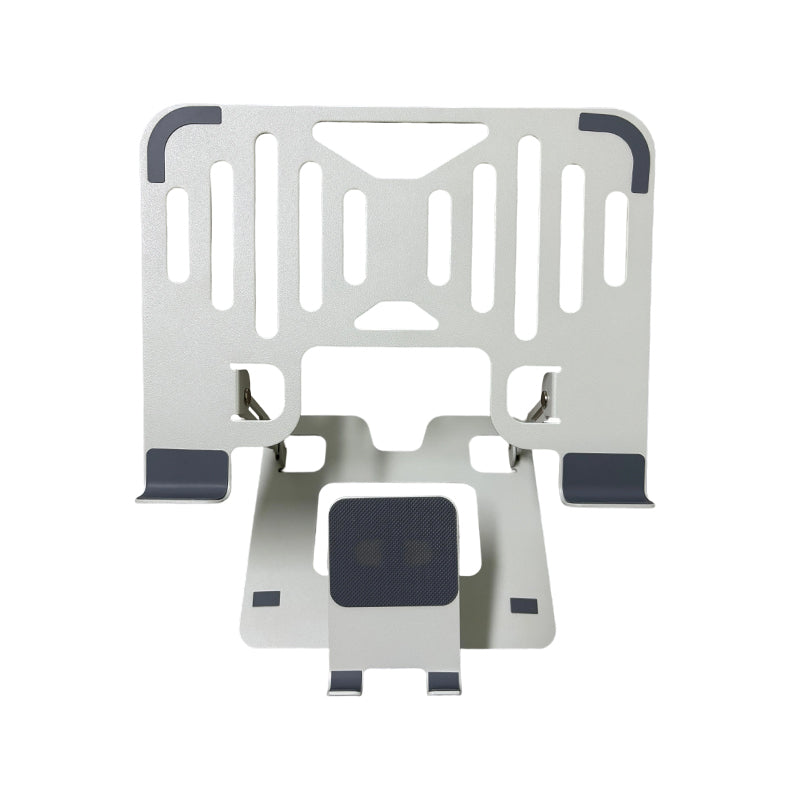 Adjustable 2-in-1 Laptop & Tablet Stand - Foldable Carbon Steel Cooling Pad with Vertical Height Increase, No-Slip Base for Office Use, Holds Smartphone & Laptop Simultaneously