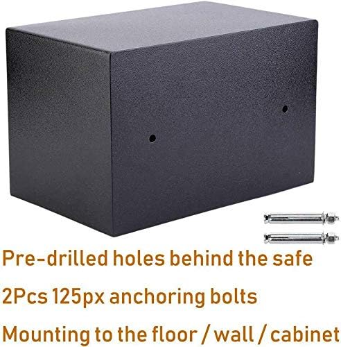 4.6L Digital Steel Safety Box Hotel Safes Electronic Security Large Capacity with Full-digit Keypad/2 Override Key/2 Installing Bolts Wall Floor/(17x23x17cm) for Home Office Money Cash Valuables Grey