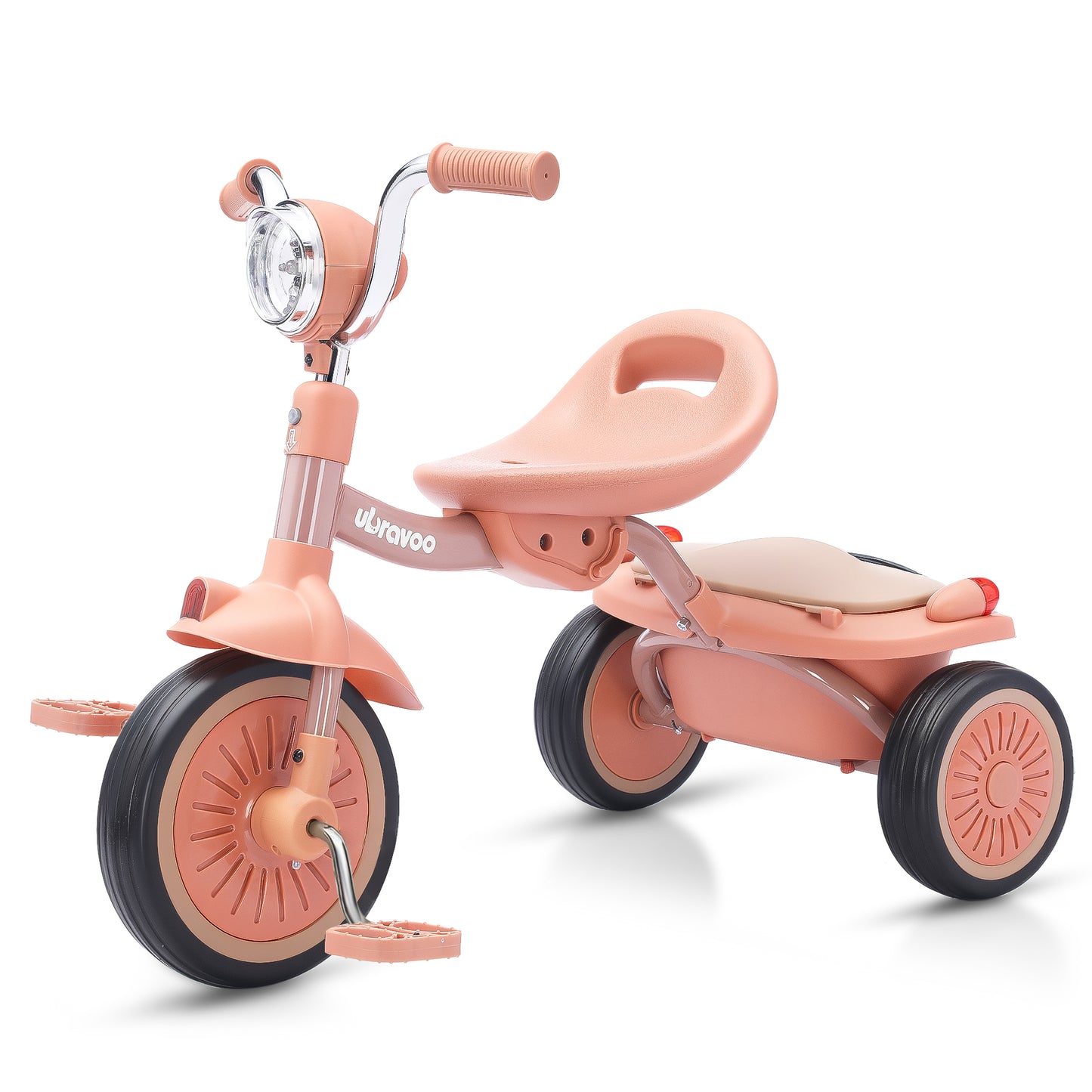 UBRAVOO Baby Dreirad, Klappbares Kleinkind-Dreirad mit Pedalen, Coole Lichter, Robuste Räder und Bequemer Sitz, Baby Erstes Lauflern-Dreirad für 1-5 Jahren im Alter Mädchen und Jungen (Blau)