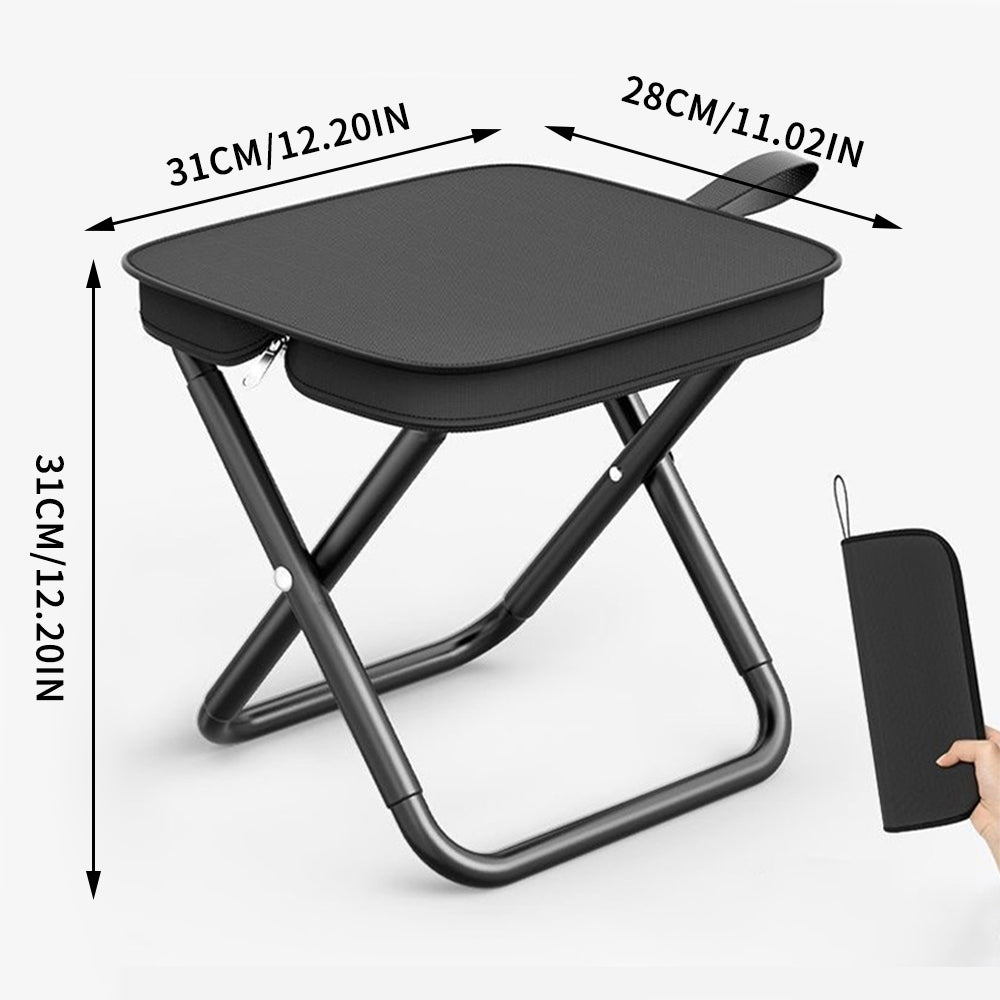 Foldable handbag stool, black, large size