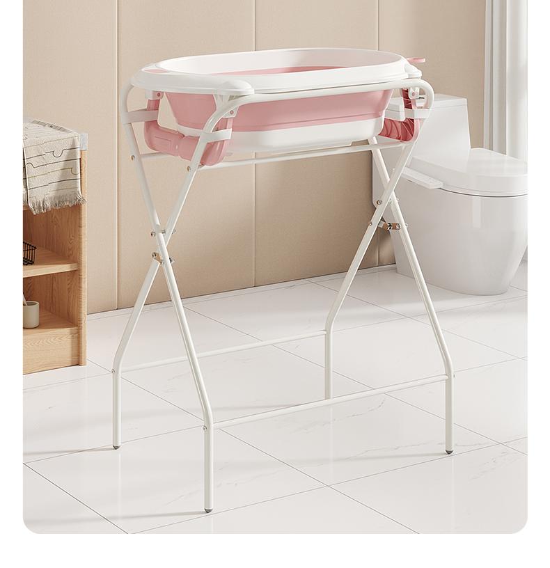 Faltbare Babybadewanne mit Gestell – XXL Babywanne mit Ständer, 2.0 Thermometer – Perfekt zum Duschen – Geeignet für Kinder von der Geburt bis 3 Jahre – Ideal als Babygeschenk