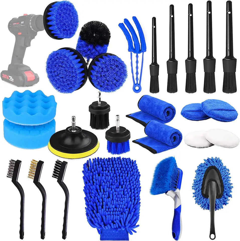 26 Piece car detailing kit, car cleaning kit for Cleaning Wheels, Interior, Exterior, Leather, Dashboard, Vents