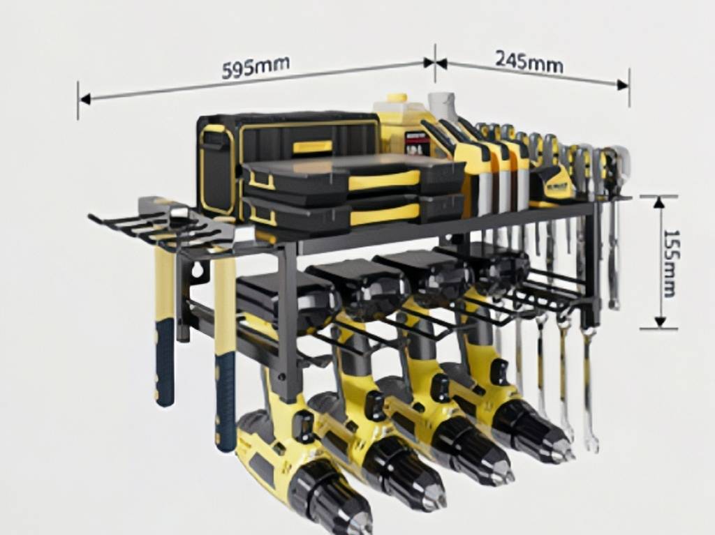 2-layer 4-hole tool rack-black