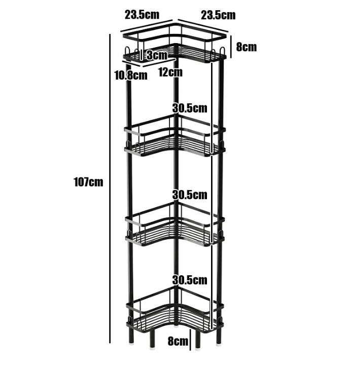 4-tier iron corner storage rack for the bathroom