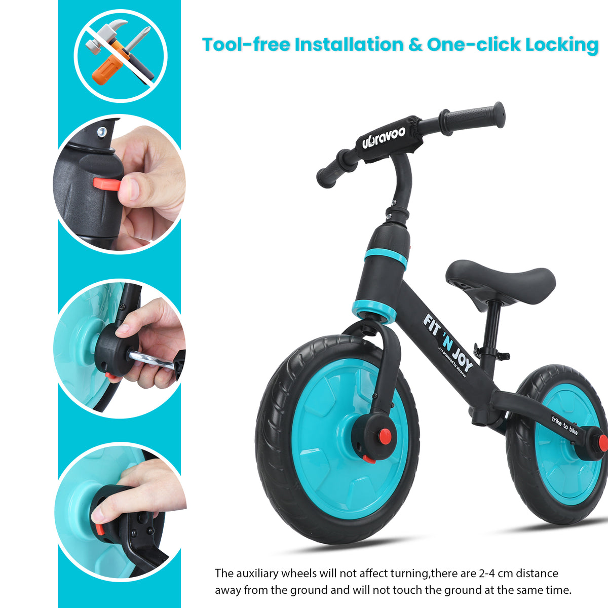 UBRAVOO Fit 'n Joy Kinderfahrrad Fahrräder, 4-in-1 Laufrad für Kinder mit Pedalen und Stützrädern, Trike-to-Bike Kinderrad für Jungen und Mädchen von 2 bis 5 Jahren (Rosa)