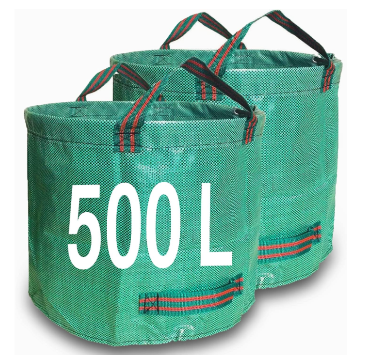Heavy Duty Garden Bags - 500L x 2 Reusable Sacks with Handles, Ideal for Collecting Waste, Leaves and Grass