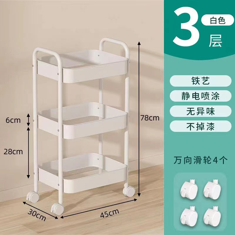 Three-tiered white storage rack