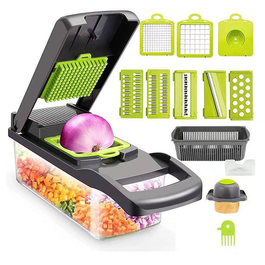 Vegetable Chopper Vegetable Cutter Mandoline Vegetable Slicer, 16 In 1 Vegetable Chopper, Onion Potato Salad Food Fruits Choppers Manual, Kitchen Tools & Gadgets, with 7 Blades, Cleaning Brush, Peeler
