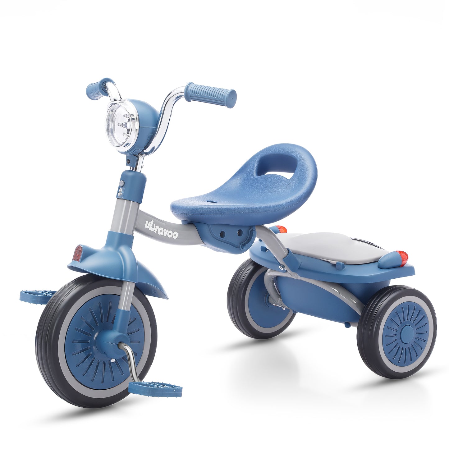 UBRAVOO Baby Dreirad, Klappbares Kleinkind-Dreirad mit Pedalen, Coole Lichter, Robuste Räder und Bequemer Sitz, Baby Erstes Lauflern-Dreirad für 1-5 Jahren im Alter Mädchen und Jungen (Blau)