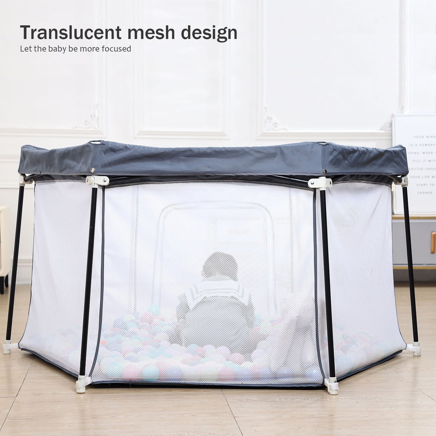 UBRAVOO Baby-Laufstall,faltbarer sechseckiger Baby-Laufstall,verbesserter robuster Sicherheits-Laufstall für Babys und Kleinkinder mit weichem,atmungsaktivem Mesh-Khaki