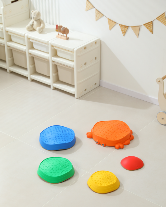 5 Pieces Crab Balancing Stepping Stones, Kids Crab Path Jumping Stones, Toddler Obstacle Course Coordination Game Toys for Indoor or Outdoor Play for Kids Ages 3+