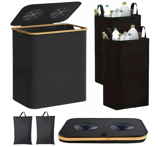 Double Compartment Beverage Bottle Storage Basket - 160L Black