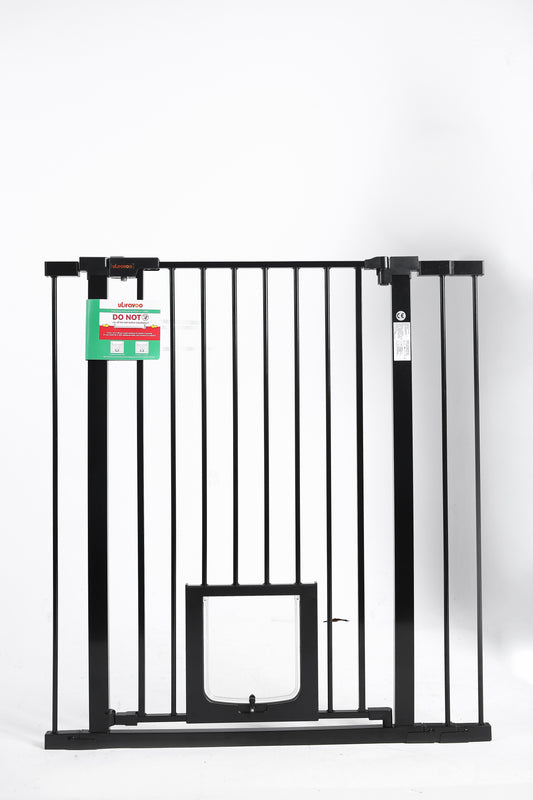 Stair Safety Gate / Door Safety Gate No Drilling 75-123 cm Automatic Closing Dog Gate with Cat Door, Sturdy Baby Safety Gate