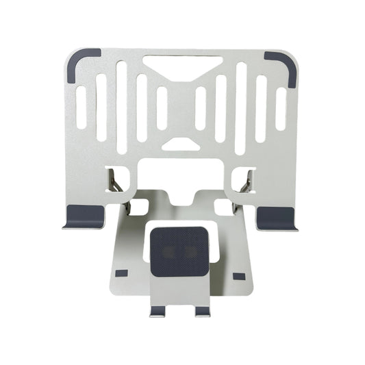 Adjustable 2-in-1 Laptop & Tablet Stand - Foldable Carbon Steel Cooling Pad with Vertical Height Increase, No-Slip Base for Office Use, Holds Smartphone & Laptop Simultaneously