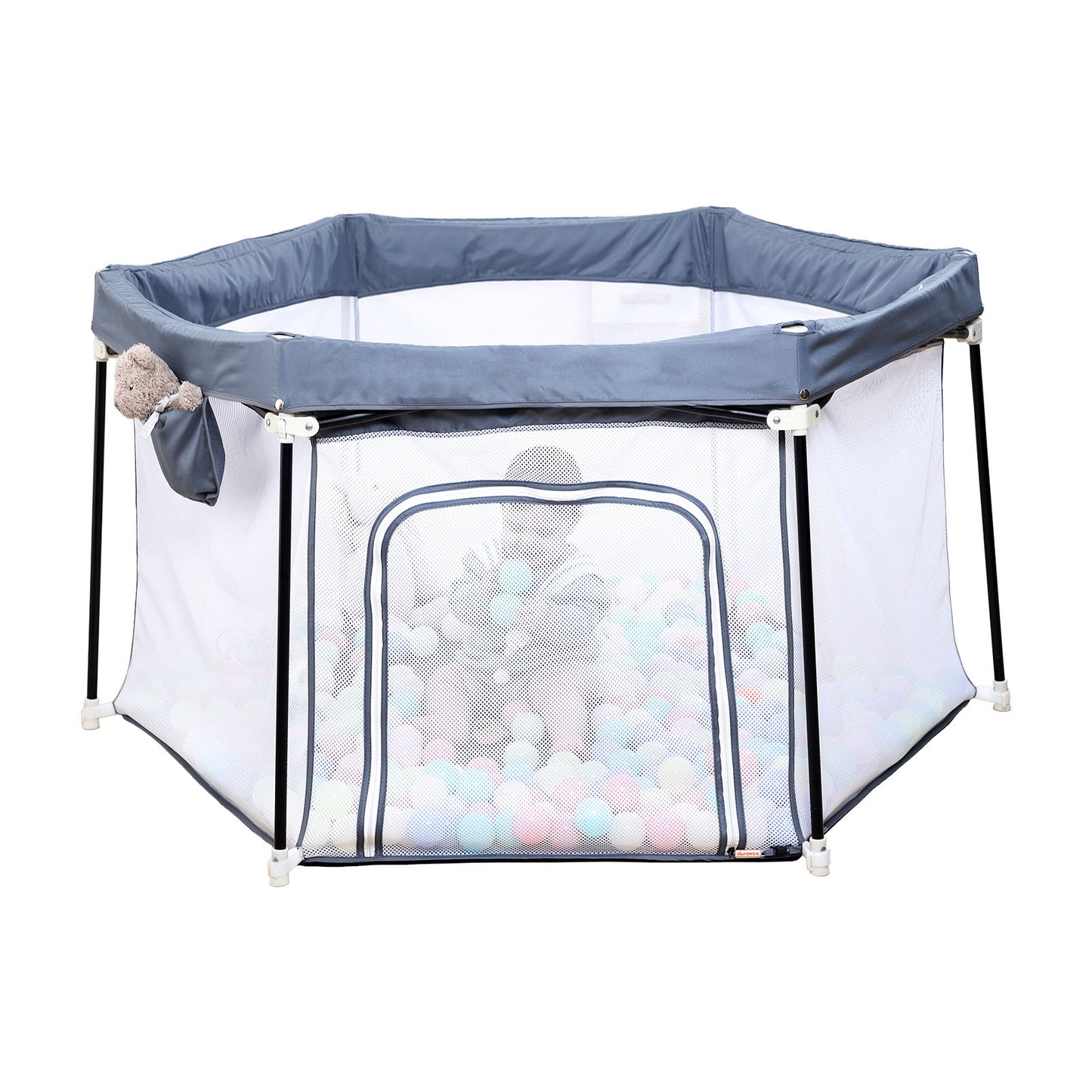 UBRAVOO Baby-Laufstall,faltbarer sechseckiger Baby-Laufstall,verbesserter robuster Sicherheits-Laufstall für Babys und Kleinkinder mit weichem,atmungsaktivem Mesh-Khaki