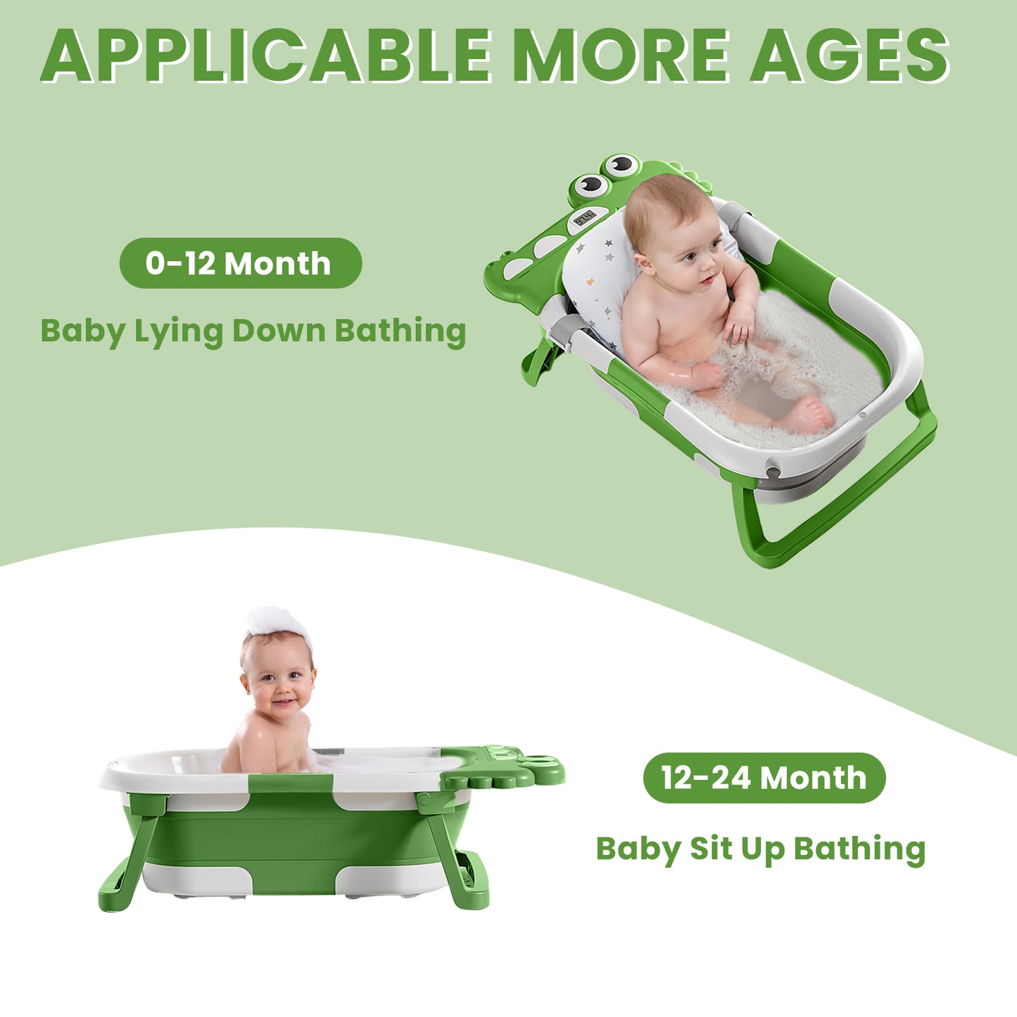 Baby Bath with Thermometer, Foldable Baby Bathtub, Non-Slip Portable Folding Bath with Seat Mat, Baby Bathtub, Baby Bathtub, Portable Travel Bathtub for Newborns from 0-36 Months baby bath tub baby bath