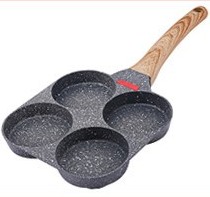 Egg Pan Non Stick, 4 Hole Egg Frying Pan Egg Burger Pan Multi Pancake Pan Aluminum Fried Egg Pan for Breakfast (Black)