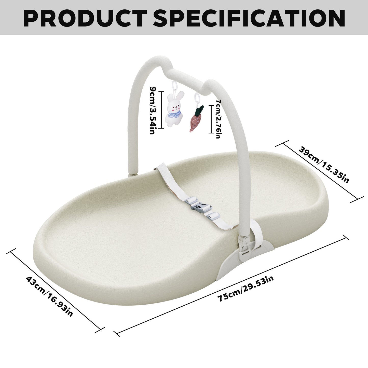 UBRAVOO Wickelunterlage mit Sicherheitsgurt und Spielzeugablage, Anti-Roll-Wickelunterlage, Leicht Abwischbar, Wasserdicht, mit Erhöhten Gepolsterten Kanten