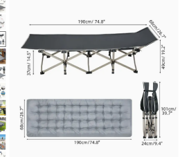ATORPOK SHOP Campingbett feldbett klappbar, Faltbar Gästebett bis 200 kg für, Indoor, Outdoor, Strand und Garten