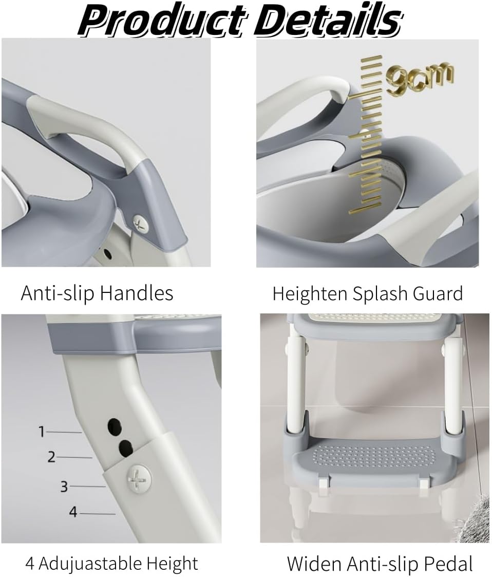 Kinder-Töpfchentrainingssitz mit Stufen, 2-in-1 Kleinkind-Toilettenleitersitz für Jungen und Mädchen