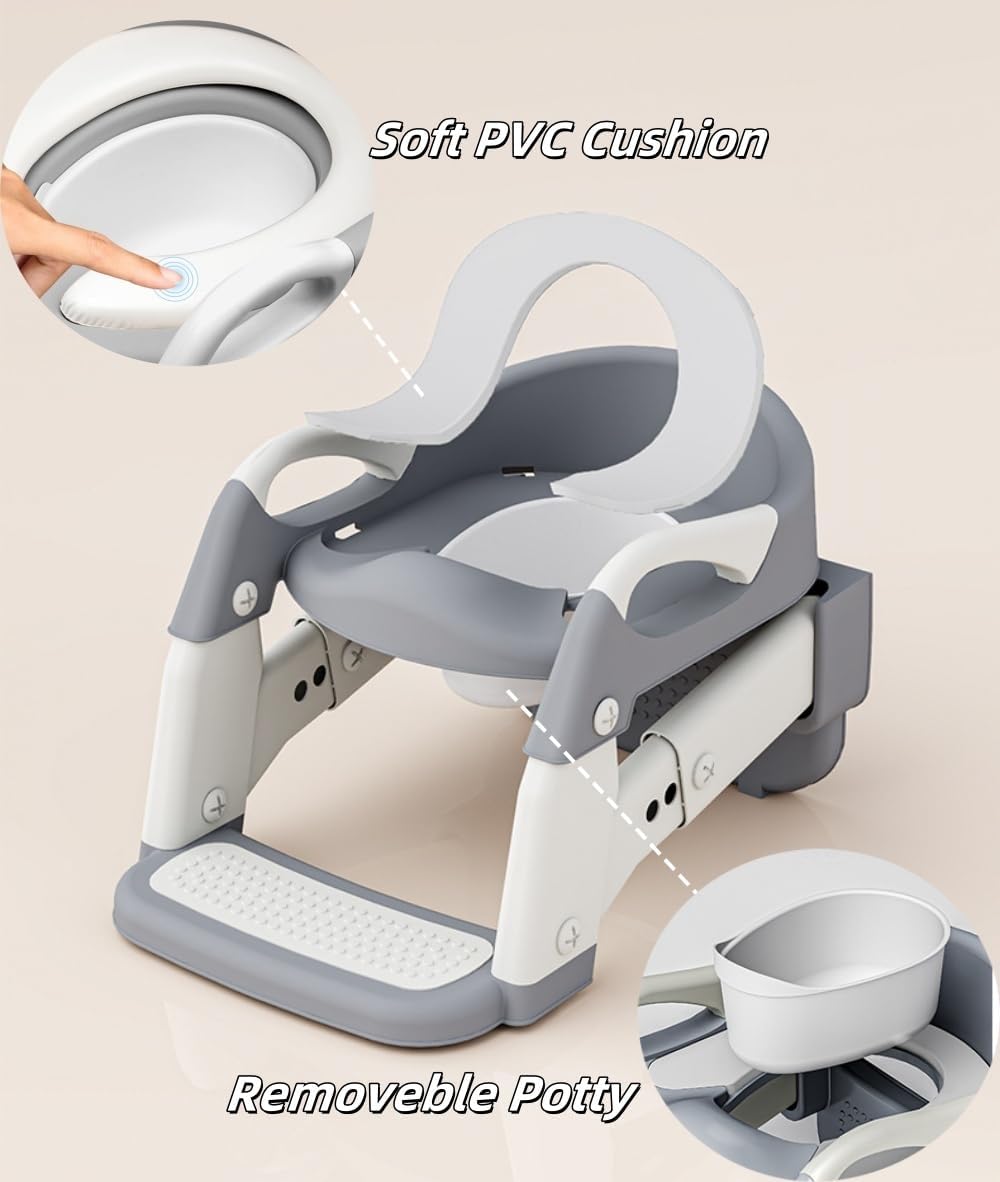 Kinder-Töpfchentrainingssitz mit Stufen, 2-in-1 Kleinkind-Toilettenleitersitz für Jungen und Mädchen