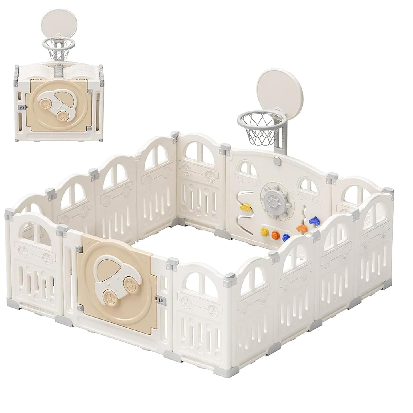UBRAVOO Erweiterungsplatten für Baby-Laufstall aus Kunststoff für Babys und Kleinkinder – 2 Platten EDP0001 (Grau+Weiß)