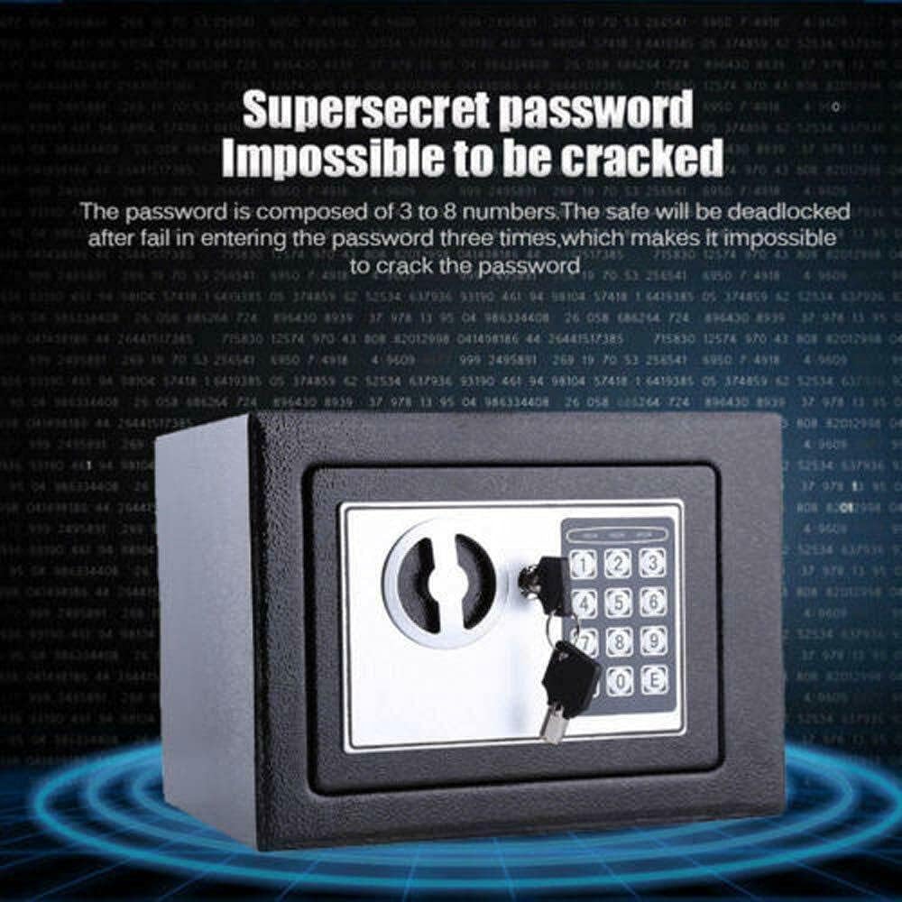 4.6L Digital Steel Safety Box Hotel Safes Electronic Security Large Capacity with Full-digit Keypad/2 Override Key/2 Installing Bolts Wall Floor/(17x23x17cm) for Home Office Money Cash Valuables Grey