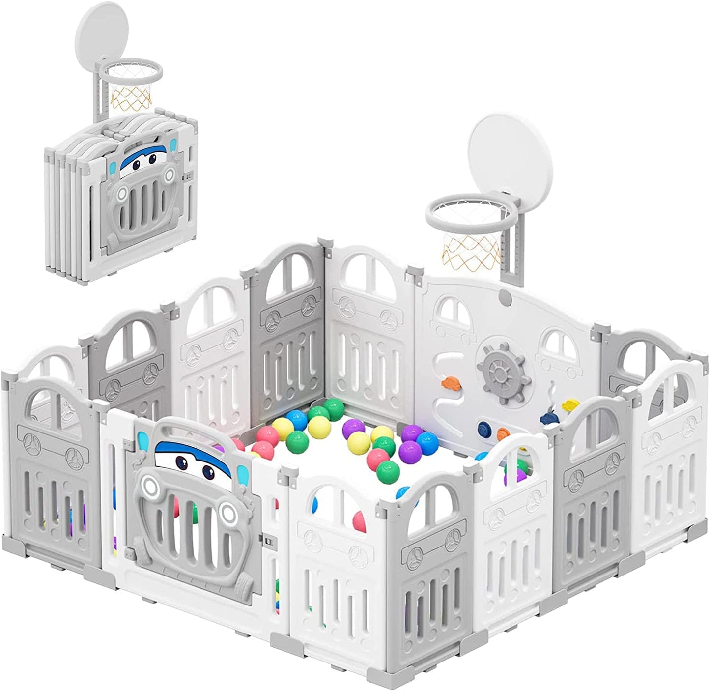 UBRAVOO Erweiterungsplatten für Baby-Laufstall aus Kunststoff für Babys und Kleinkinder – 2 Platten EDP0001 (Grau+Weiß)