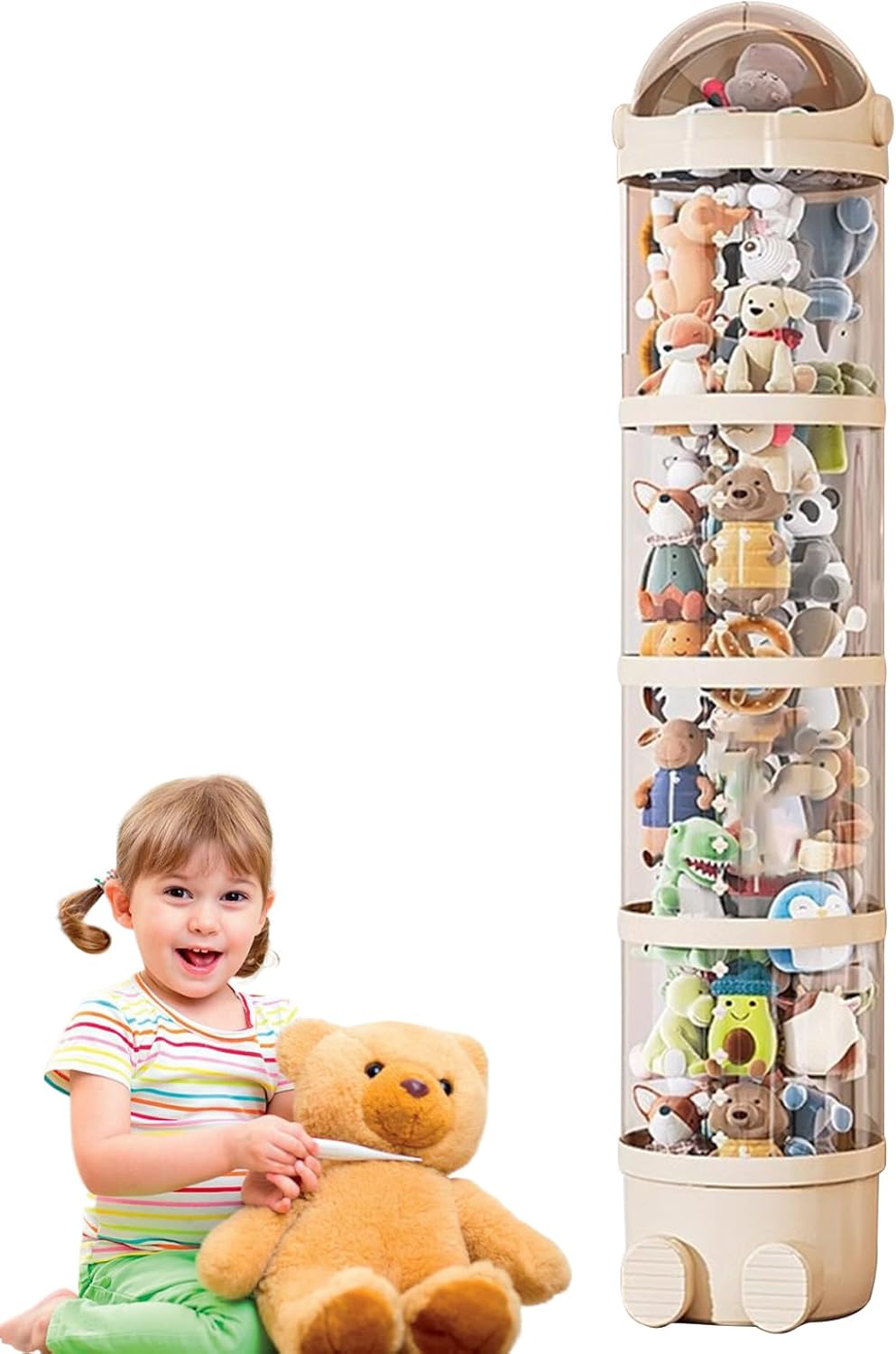 Ranley Stuffed Animal Storage Tube, Kids Plush Doll Clear Storage Tube, Stuffed Animal Doll Storage Holder Standing
