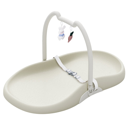 UBRAVOO Wickelunterlage mit Sicherheitsgurt und Spielzeugablage, Anti-Roll-Wickelunterlage, Leicht Abwischbar, Wasserdicht, mit Erhöhten Gepolsterten Kanten