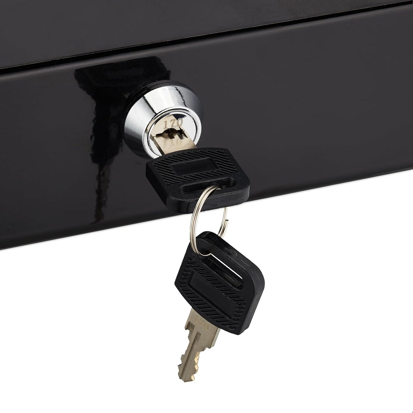 Relaxdays Geldkassette abschließbar, Münzeinsatz & 4 Scheinfächer, Geldkasse Eisen, HxBxT: 8,5 x 30,5 x 24,5 cm, schwarz