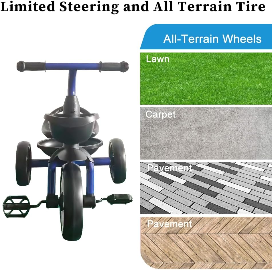 UBRAVOO Laufräder Kinderdreirad, Baby Dreirad, 3-Rad-Fahrrad für 2,5 bis 5/2-4-jährige Jungen und Mädchen, Dreirad mit Ablagekorb vorne und hinten