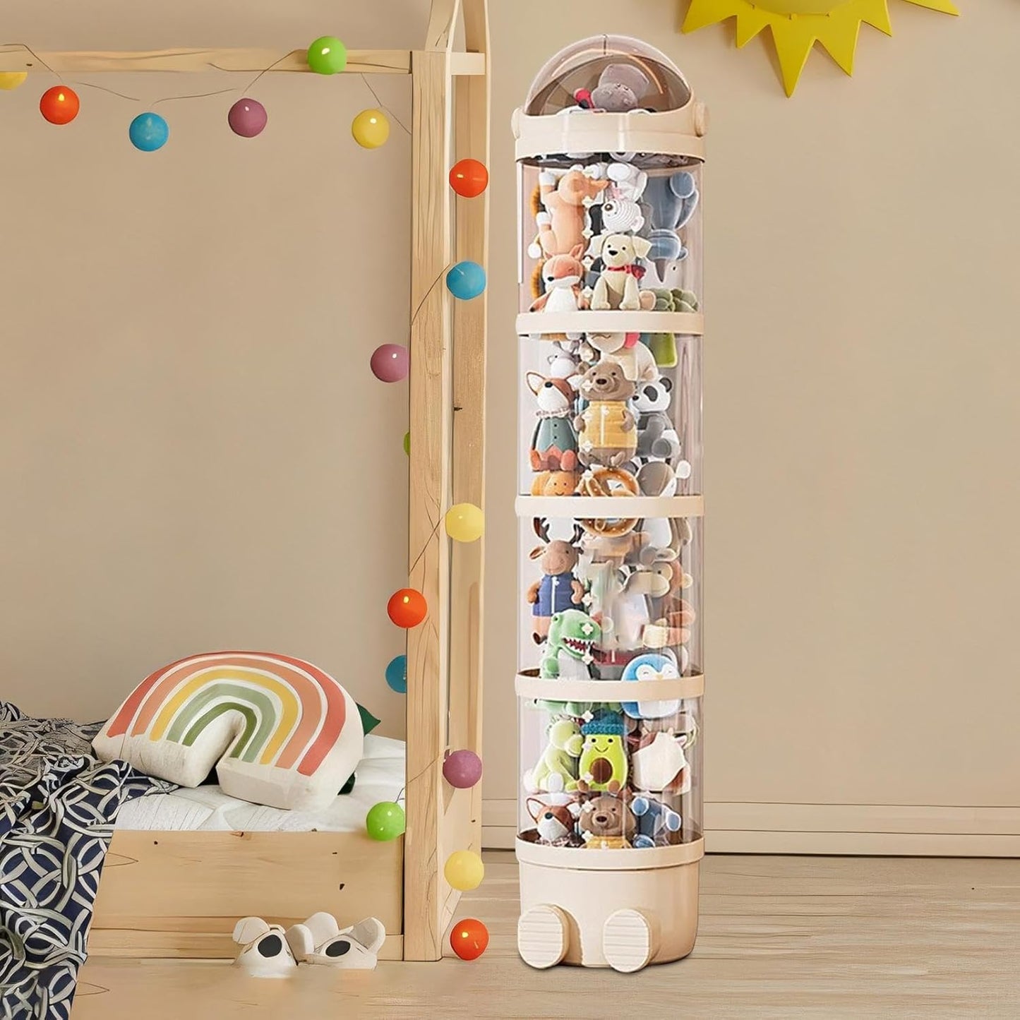 Ranley Stuffed Animal Storage Tube, Kids Plush Doll Clear Storage Tube, Stuffed Animal Doll Storage Holder Standing