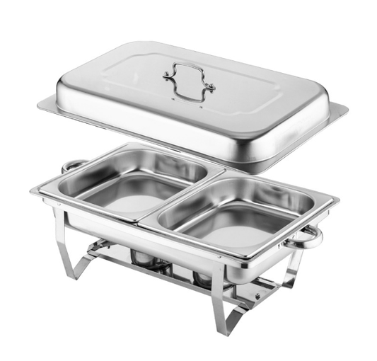 Stainless Steel Double Compartment Food Warmer – Adjustable Temperature for Hot Serving & Catering
