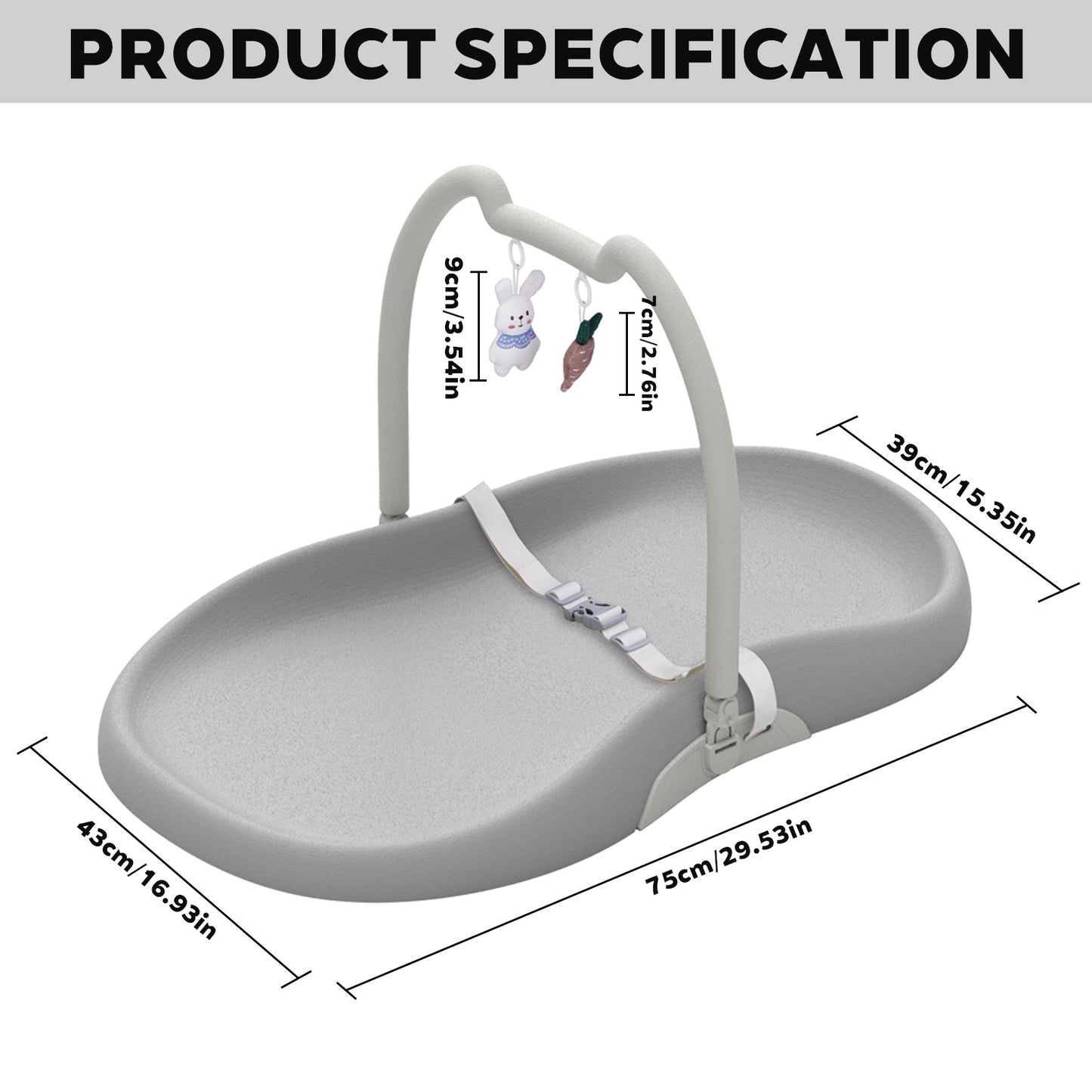 UBRAVOO Wickelunterlage mit Sicherheitsgurt und Spielzeugablage, Anti-Roll-Wickelunterlage, Leicht Abwischbar, Wasserdicht, mit Erhöhten Gepolsterten Kanten