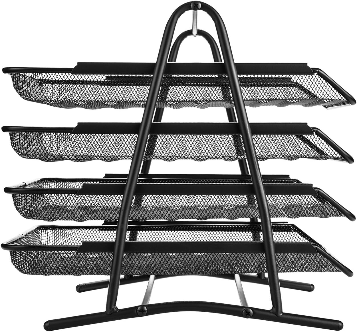 4 Schubfächer Briefablage Organizer, Metall Mesh, Schreibtisch Dokument Brief Ablage für Zuhause & Büro - Schwarz - MEHRWEG