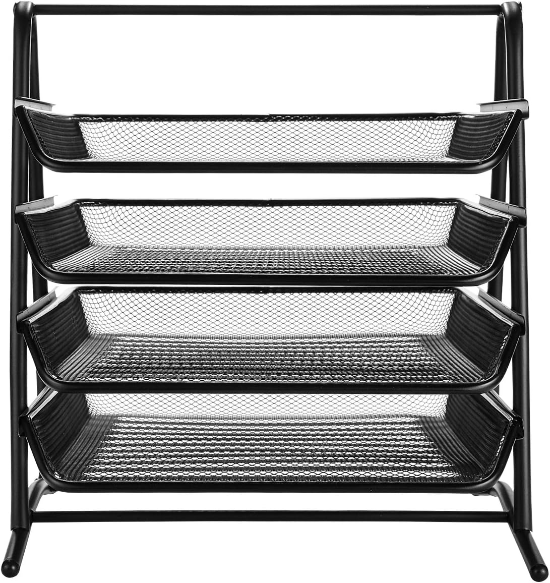 4 Schubfächer Briefablage Organizer, Metall Mesh, Schreibtisch Dokument Brief Ablage für Zuhause & Büro - Schwarz - MEHRWEG
