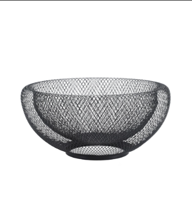 Coffee table, wire fruit basket, black