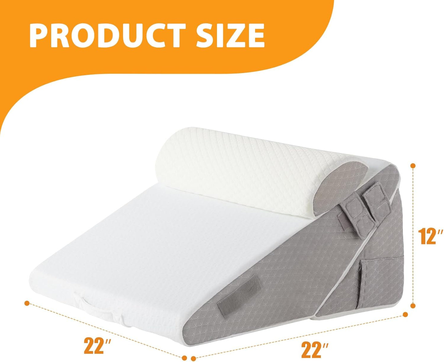 Wedge Pillow Headboard, 3PCS Orthopedic Bed Wedge Pillows Set for After Surgery, Adjustable Pillow Wedge for Acid Reflux&Back Pain Relief, Sleeping, Back Pillow for Bed Sitting Up, White/Grey