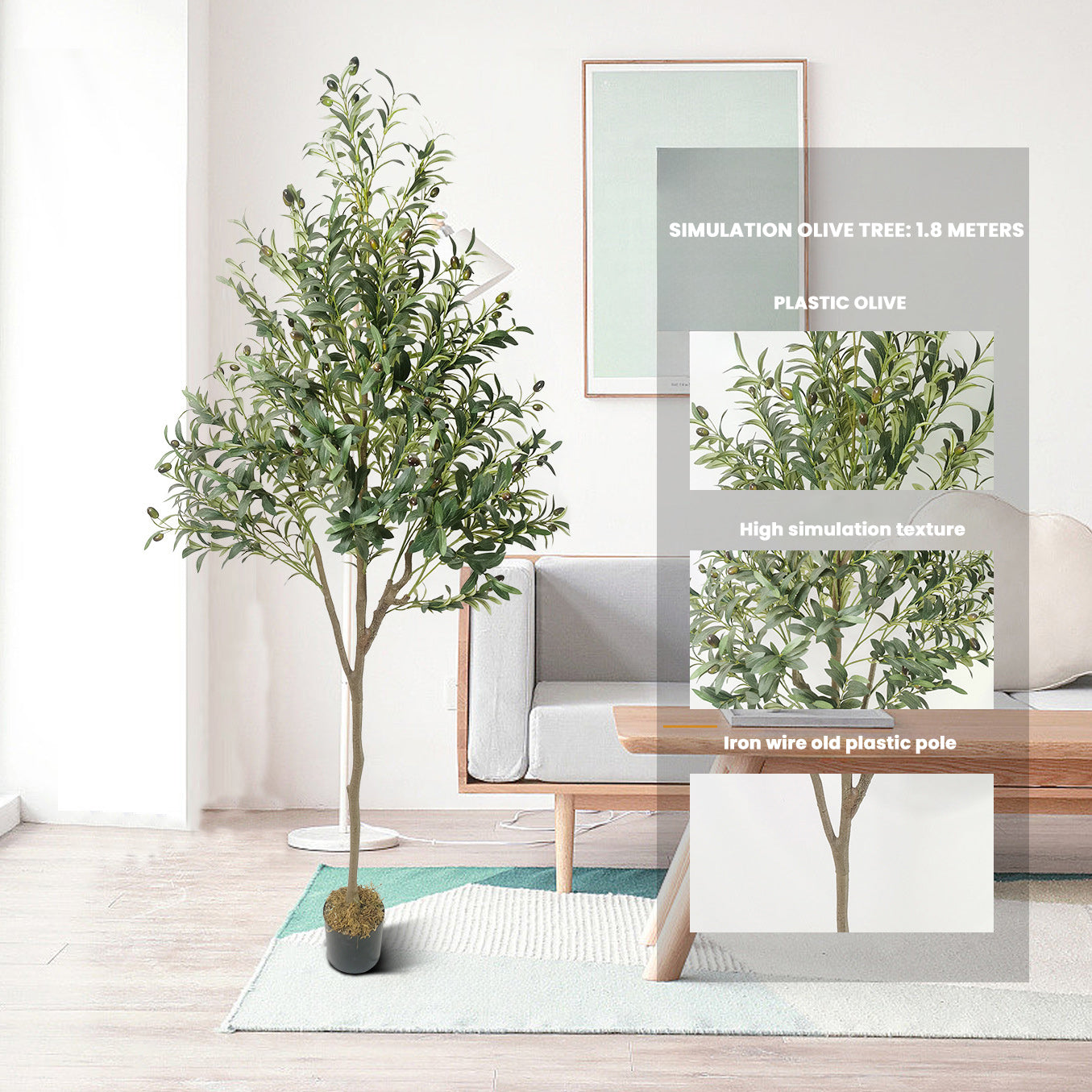 Artificial Plant Olive Artificial Tree Plants Real Artificial Plants Large Looking for Indoor Balcony Bedroom Office Garden Wedding Party Decoration