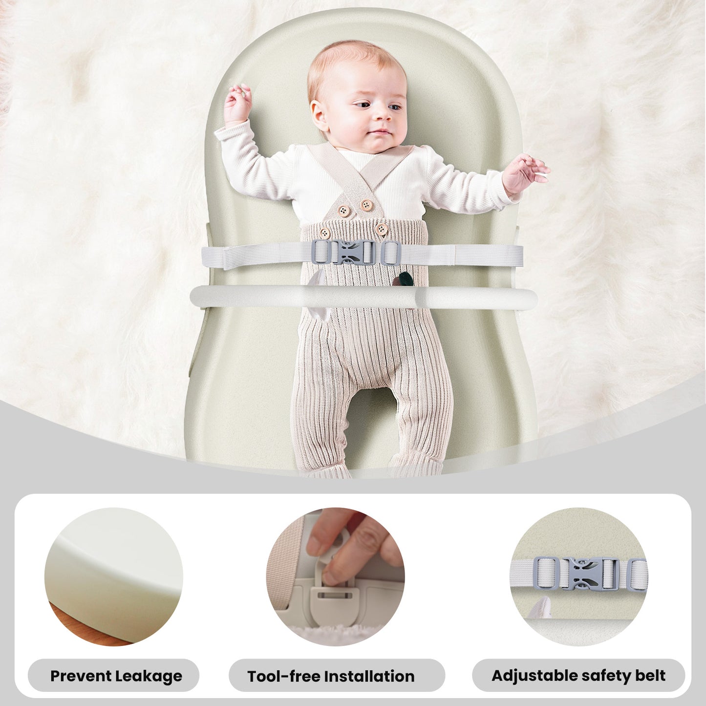 UBRAVOO Wickelunterlage mit Sicherheitsgurt und Spielzeugablage, Anti-Roll-Wickelunterlage, Leicht Abwischbar, Wasserdicht, mit Erhöhten Gepolsterten Kanten
