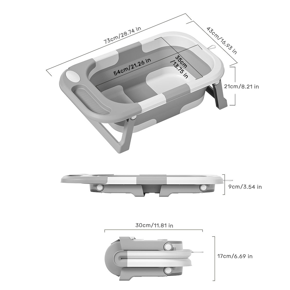 Baby Bath with Thermometer, Foldable Baby Bathtub, Non-Slip Portable Folding Bath with Seat Mat, Baby Bathtub, Baby Bathtub, Portable Travel Bathtub for Newborns from 0-36 Months baby bath tub baby bath