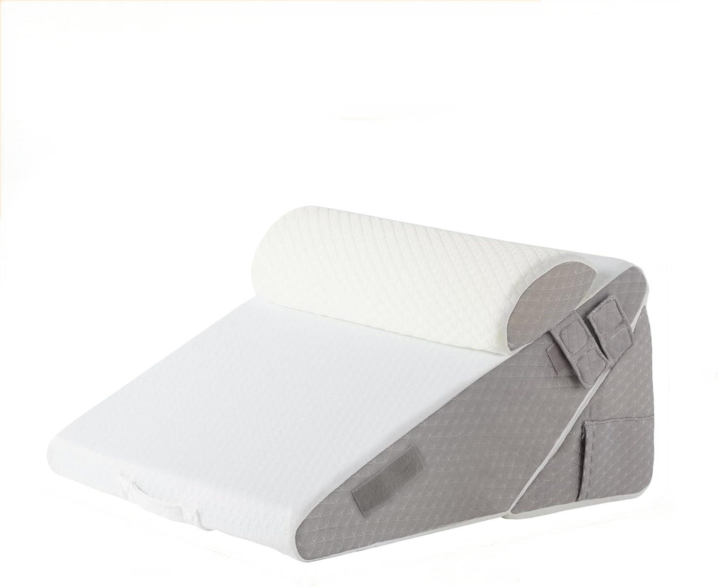 Wedge Pillow Headboard, 3PCS Orthopedic Bed Wedge Pillows Set for After Surgery, Adjustable Pillow Wedge for Acid Reflux&Back Pain Relief, Sleeping, Back Pillow for Bed Sitting Up, White/Grey
