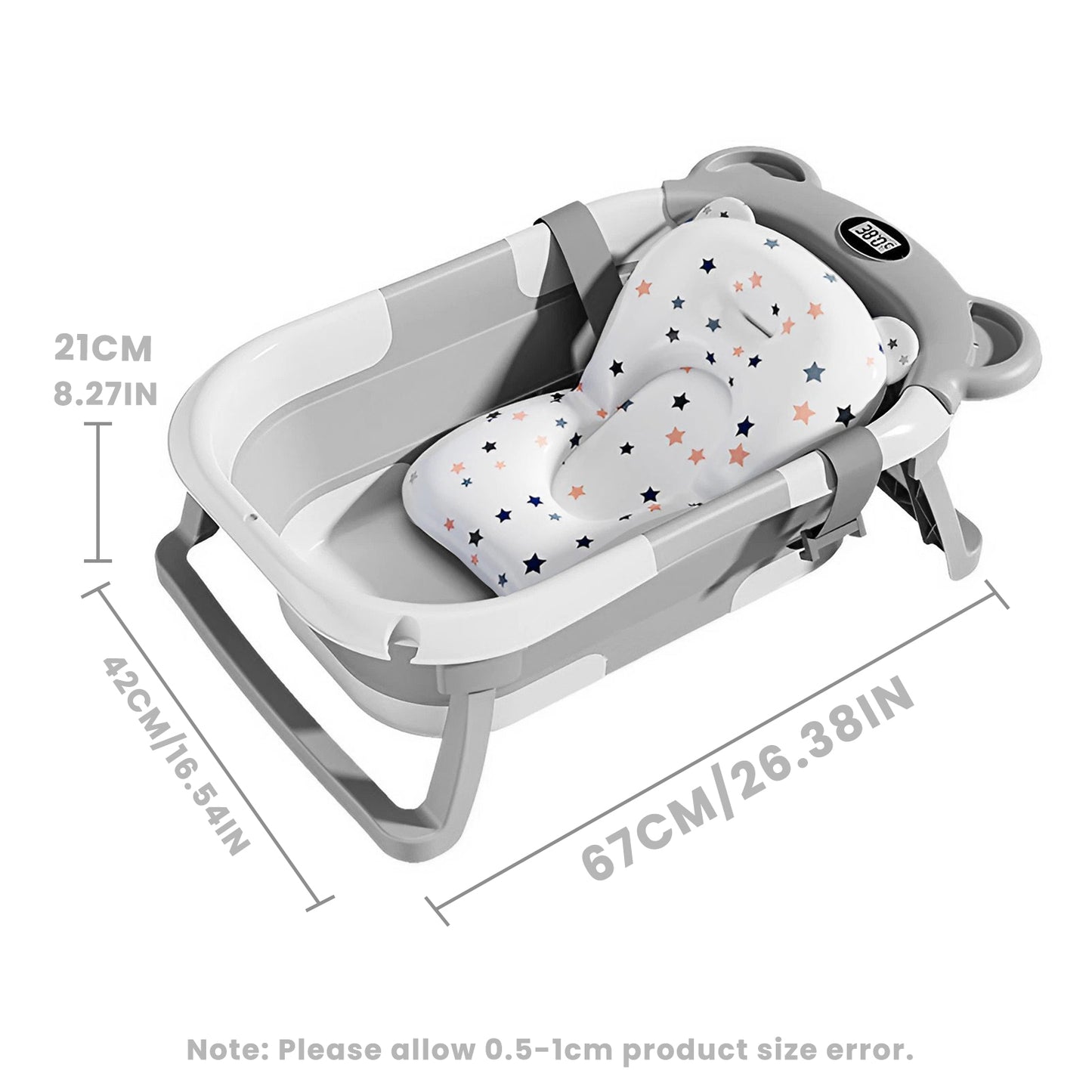 Baby Bath with Thermometer, Foldable Baby Bathtub, Non-Slip Portable Folding Bath with Seat Mat, Baby Bathtub, Baby Bathtub, Portable Travel Bathtub for Newborns from 0-36 Months baby bath tub baby bath