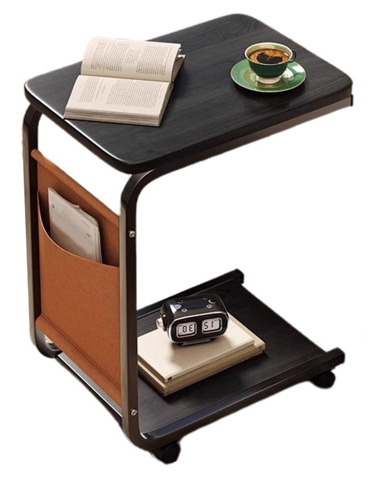 C Shaped End Table - C Shaped Side Table | Coffee Table End Table | Under Sofa Living Room Table | Sofa Side Table | Skinny Overbed Table | Coffee Drink Snack Table for Living Room