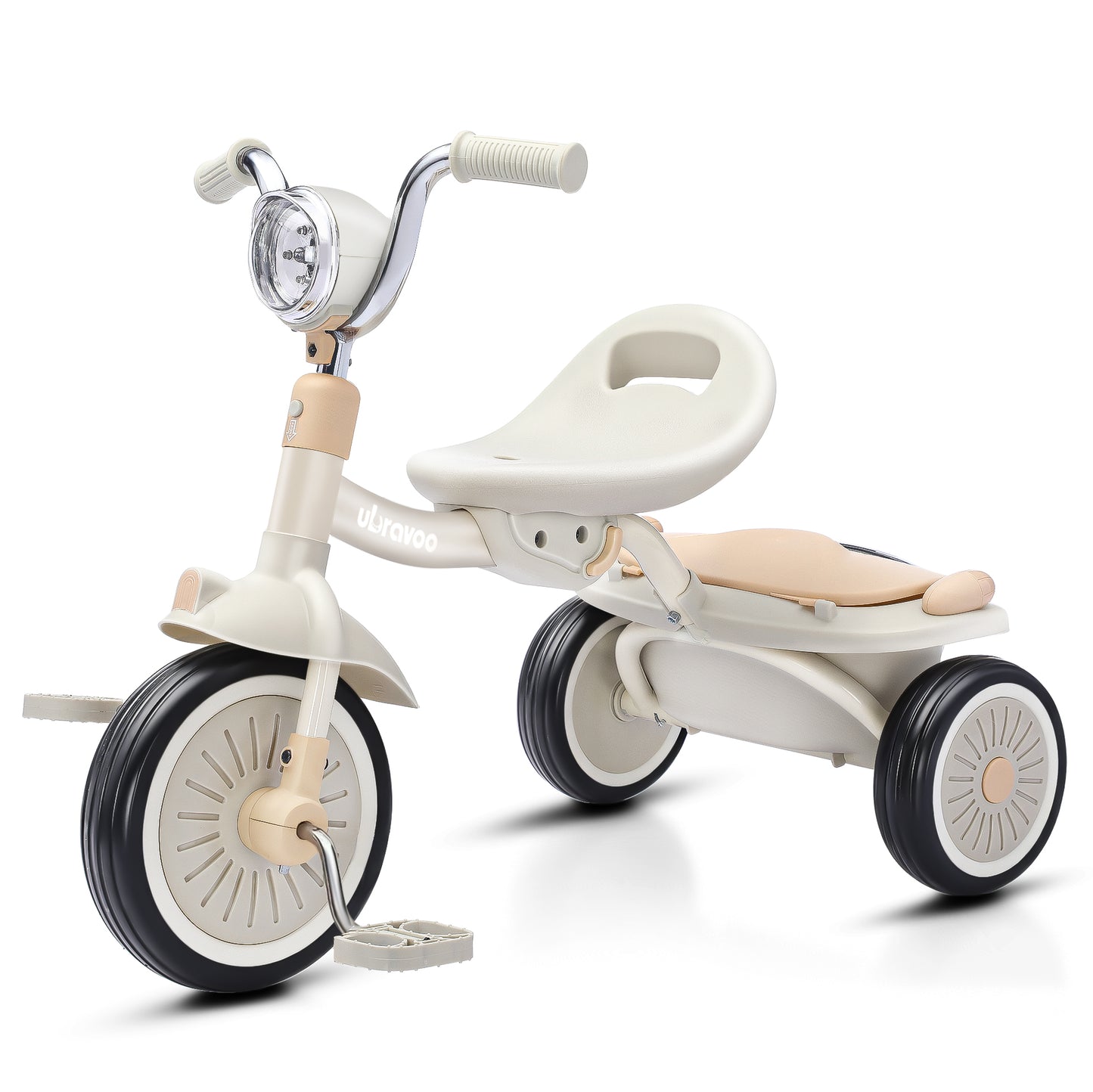 UBRAVOO Baby Dreirad, Klappbares Kleinkind-Dreirad mit Pedalen, Coole Lichter, Robuste Räder und Bequemer Sitz, Baby Erstes Lauflern-Dreirad für 1-5 Jahren im Alter Mädchen und Jungen (Blau)
